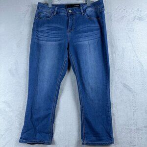 Thorn Straight Cropped Jeans Mid Rise Medium Wash Denim Womens Blue Size 14